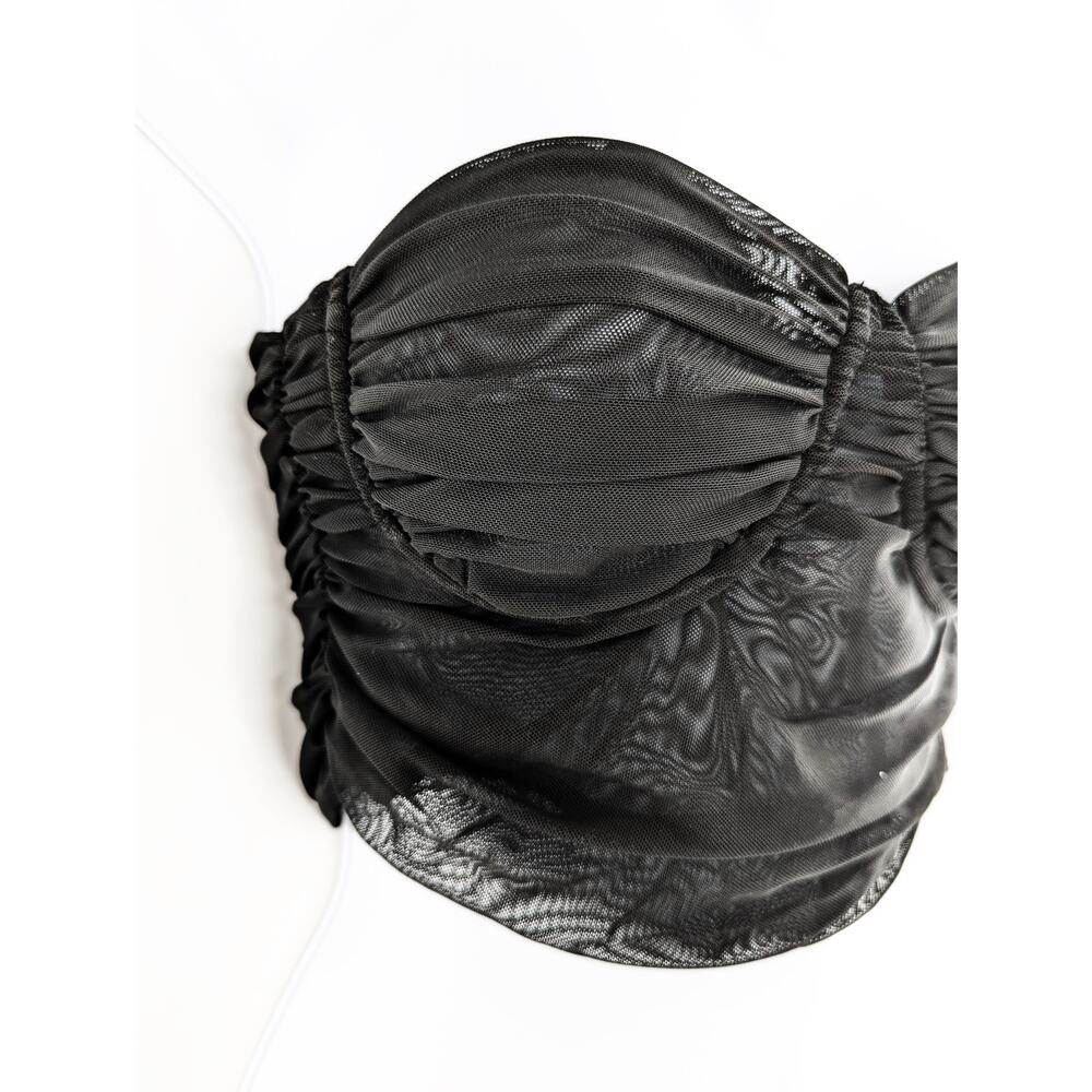 Black Strapless Bustier Corset Tulle Crop Top Nocturne - Picture 5 of 12